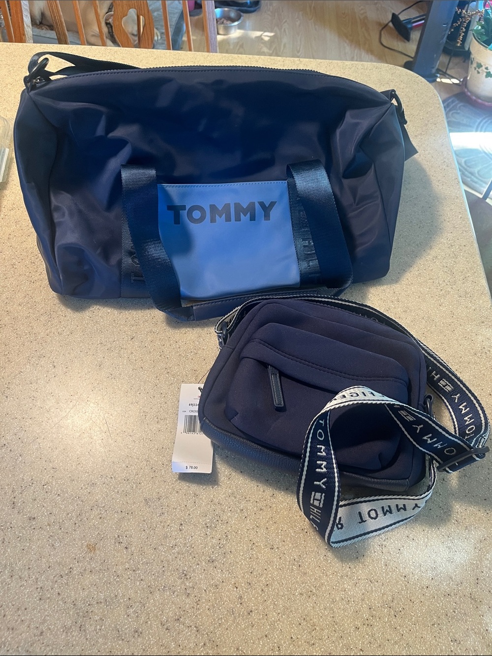 Tommy Hilfiger Navy Duffel with Matching Navy Crossbody Pouch